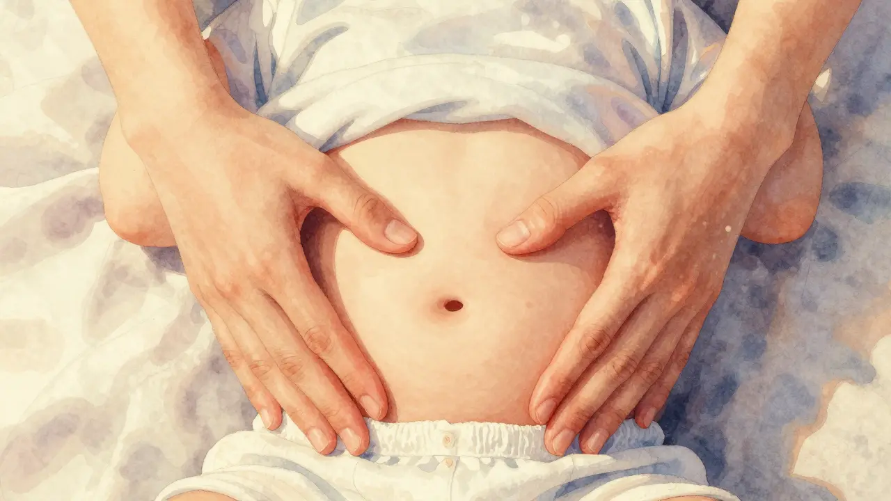 Butterfly masáž na břišku dítěte